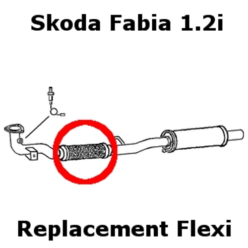 Skoda Fabia 1.2i 2005 Onward Easy Replacement Exhaust Flex Flexi For Front Pipe