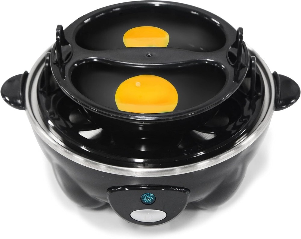 Compact and Versatile Egg Cooker: 7 Egg Capacity with Timer & 16 Recipe Booklet