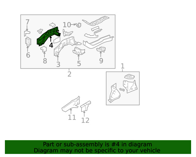 Genuine GM Passenger Side Front Compartment Inner Side Rail 19121003