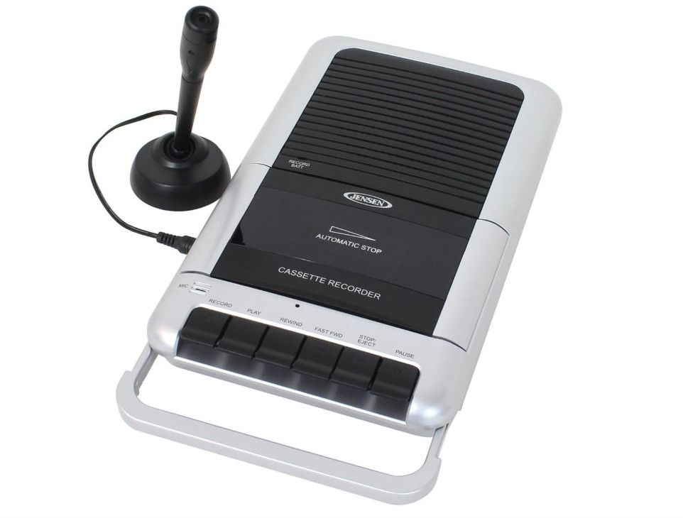 JENSEN Shoebox-Style Cassette PlayerRecorder - Silver/Black