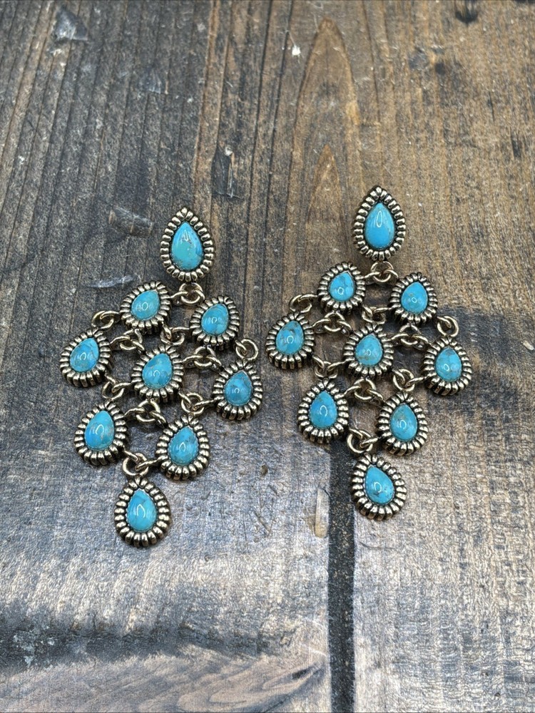 Barse Latticework Earrings- Turquoise- Bronze- NWT