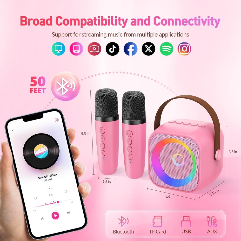 Compact Karaoke System with Wireless Microphones - Endless Entertainment Options