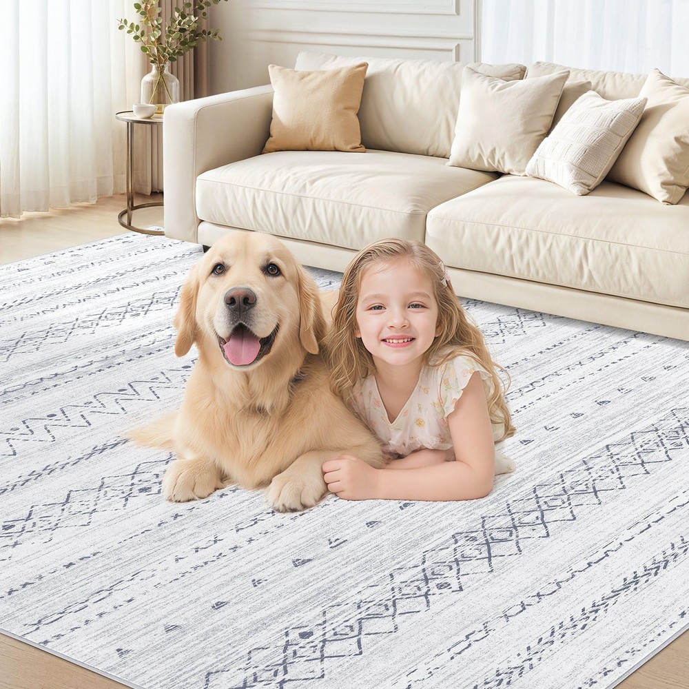 cotiled Area Rugs for Living Room Washable 5' x 7' (Rectangular), Grey