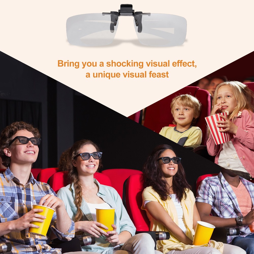 2 Pcs Polarized Clip-on 3D Glasses, Passive Circular 3D Viewing Glasses Frames