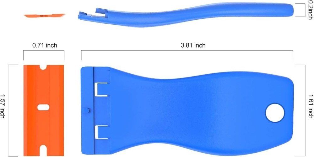 Plastic Razor Scraper Set 4PCS and 120 Blades, Adhesive Remover Label Decal Tool