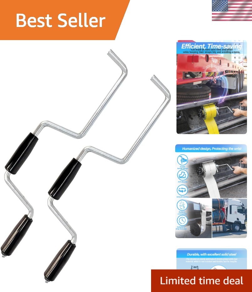 Heavy Duty Winch Strap Winder 2-Pack for Flatbed Trailers - Effortless Operation