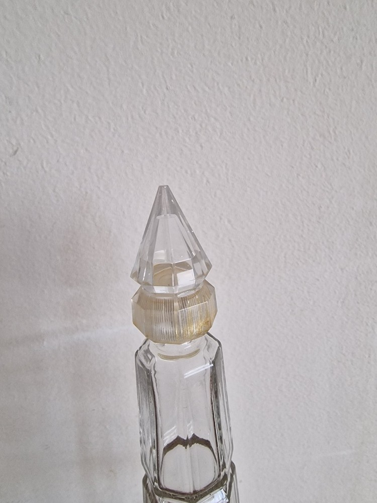 Vintage tall perfume bottle/decanter with diamond shape top