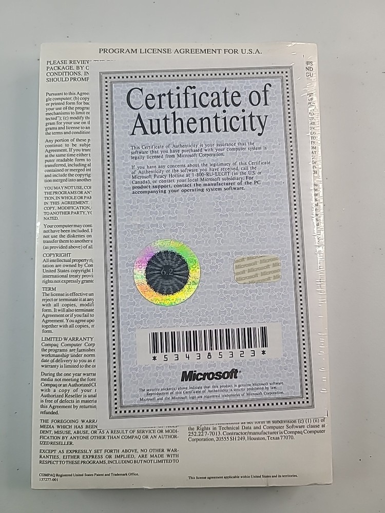 Microsoft MS-DOS6.2 Operating System Plus Enhanced Tools