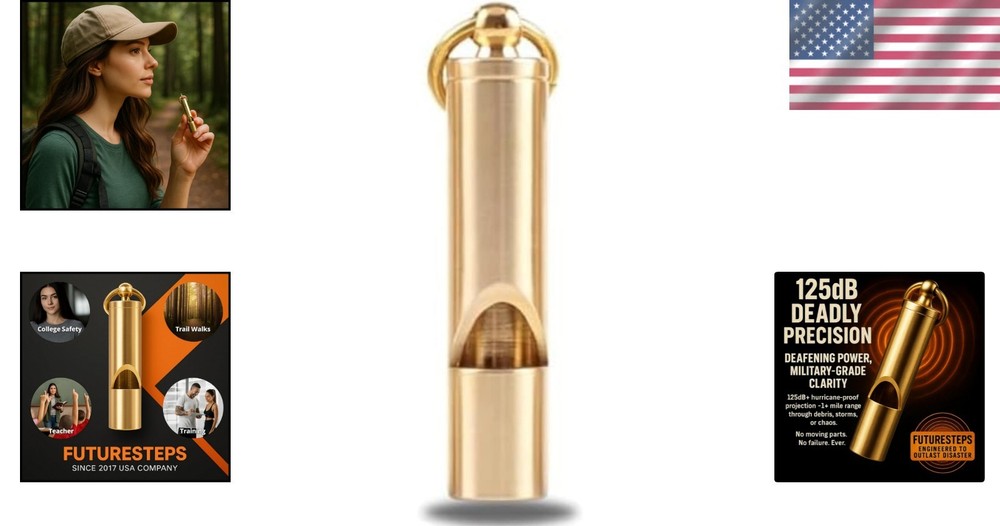 125dB Brass Emergency Whistle - Unbreakable for Adventurers & Survivalists