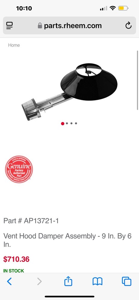 Gas Hot water damper