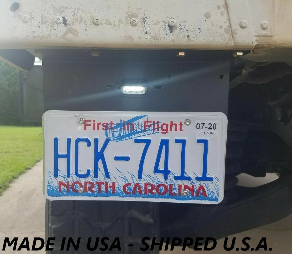 HUMVEE REAR LICENSE PLATE BRACKET FRAME + LIGHT- PJ - NO DRILL TO INSTALL