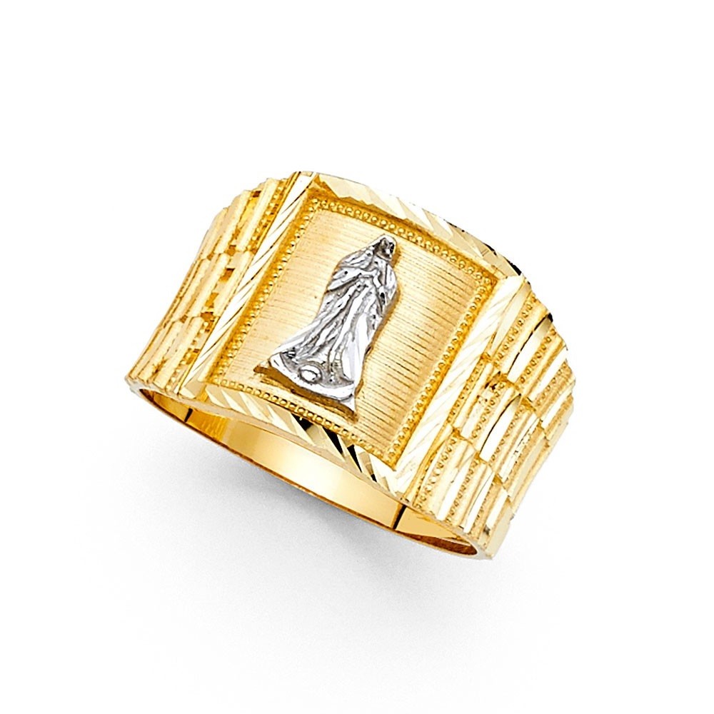 Solid 14K yellow gold Guadalupe ring EJMR29801