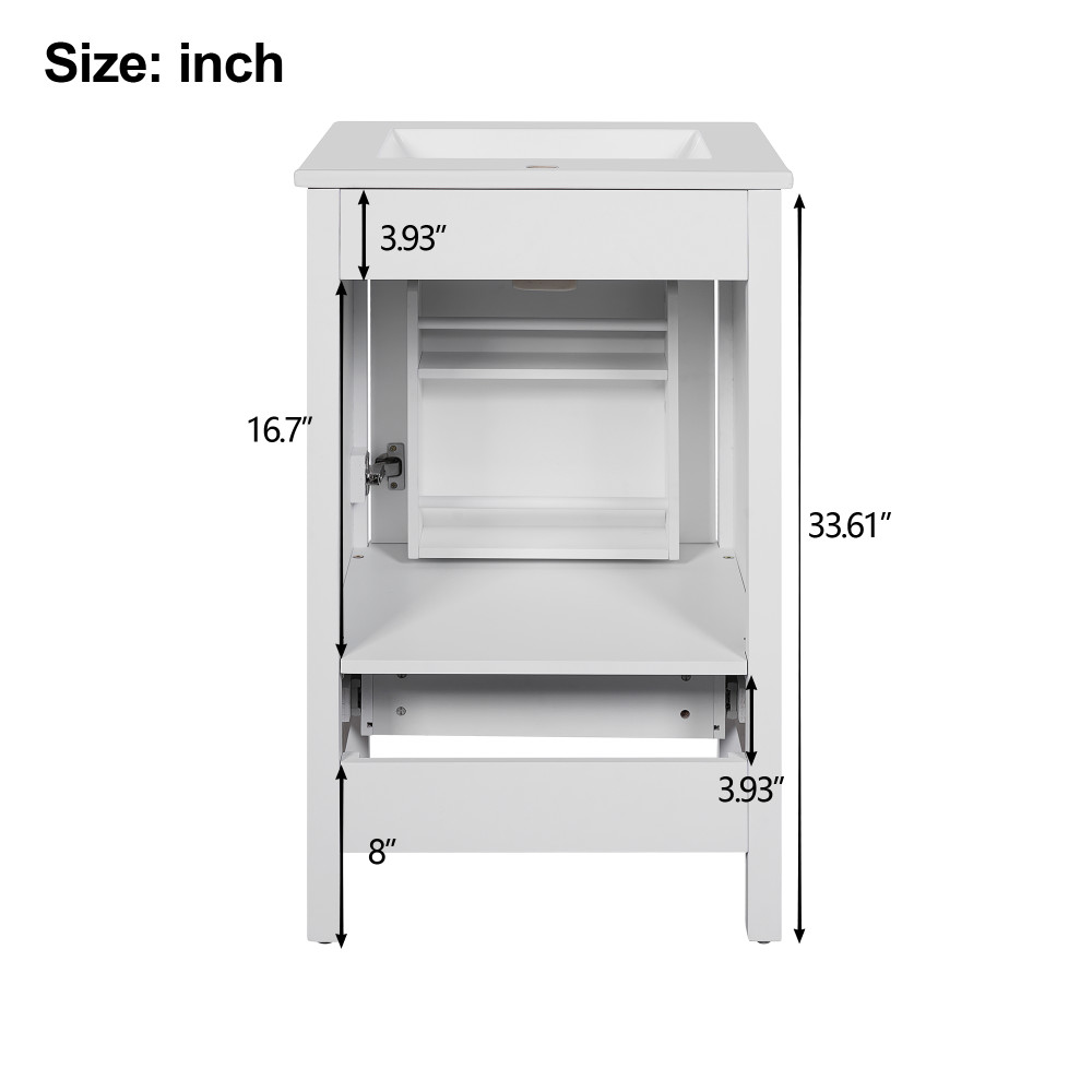 Bathroom Vanity W Ceramic Sink Double Layer Door Organizer