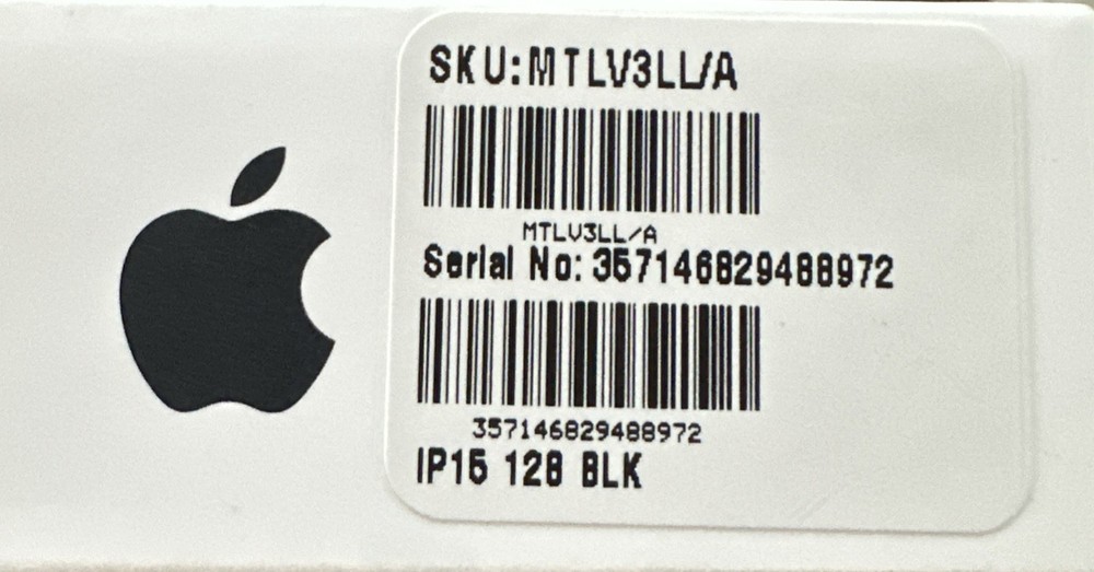 Apple A2846 iPhone 15 Black 128GB - Empty Box ONLY