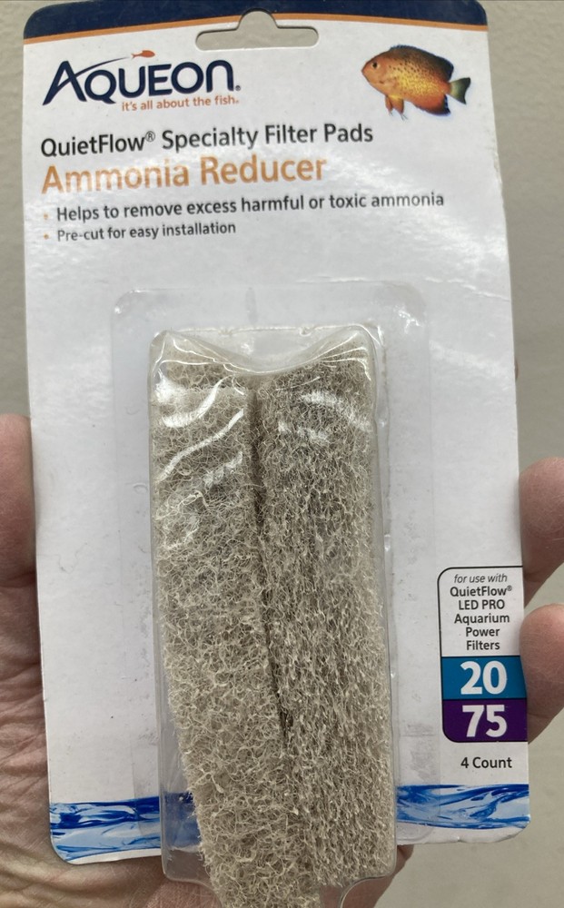 4 Per Pack Aqueon QuietFlow 20/75 Specialty Filter Pads Ammonia Reducer
