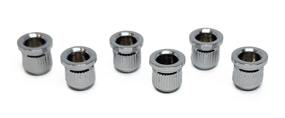 6 Large Chrome String Through Body Guitar Ferrules