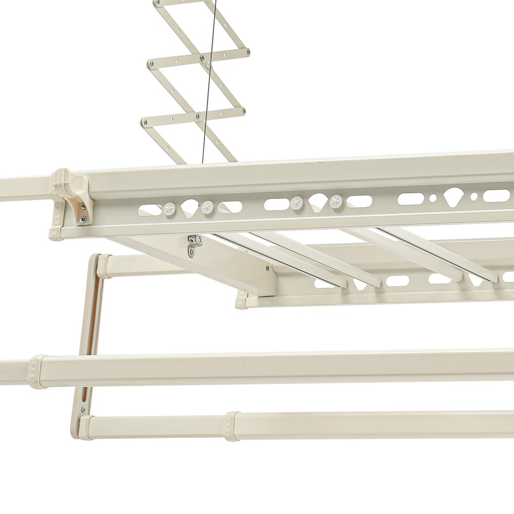 Ceiling-mounted Clothesline, Resealable Vertical Drying Rack W/ Light 8 Rods