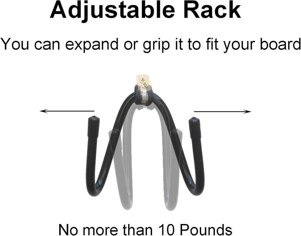 Space-Saving Black Metal Skateboard Wall Rack - Flexible Adjustable Hanger