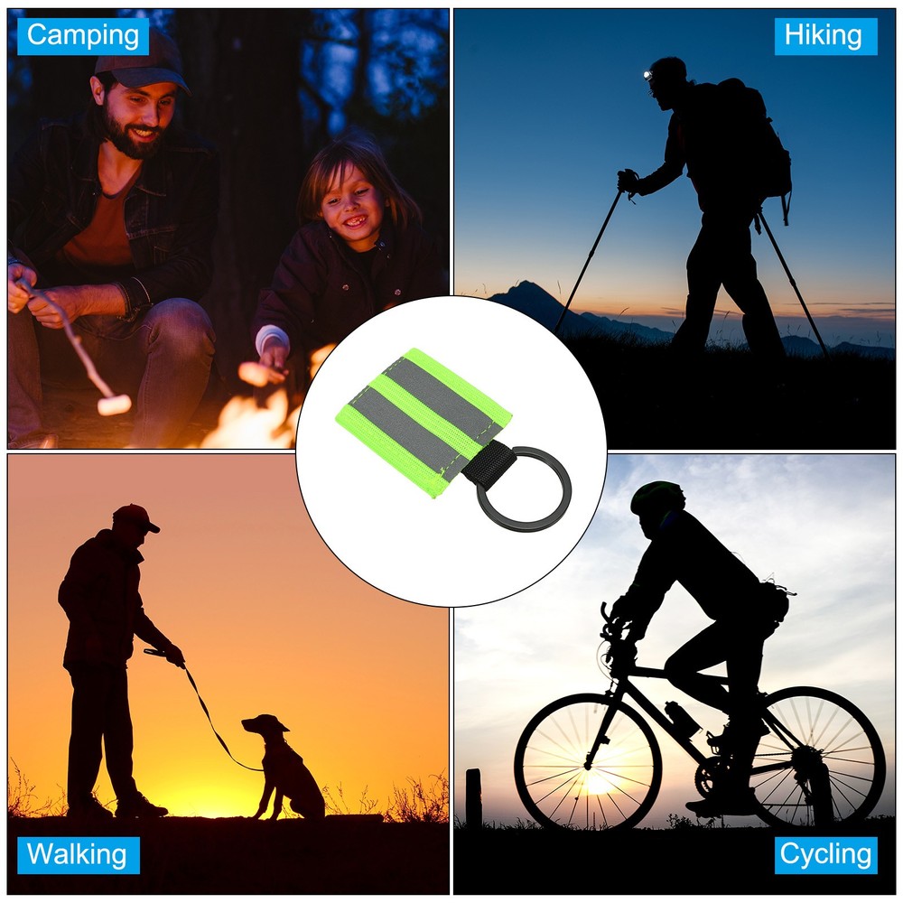 9 Pcs Reflective Keychain Tags, Reflective Zipper Pull, Green
