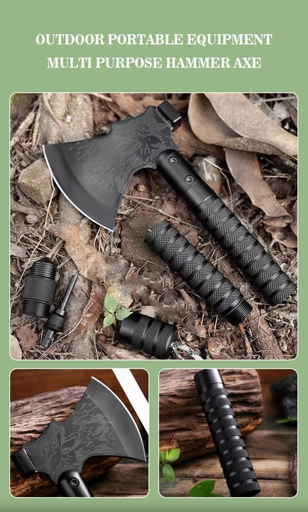 18" Tactical Camping Axe with Sheath - Multi-Functional Survival Gear Tool Kit