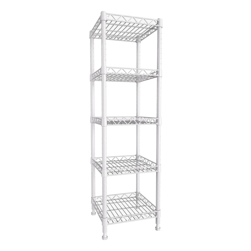 GIOTORENT 5-Tier Adjustable Metal Wire Shelf Unit Storage Rack - White