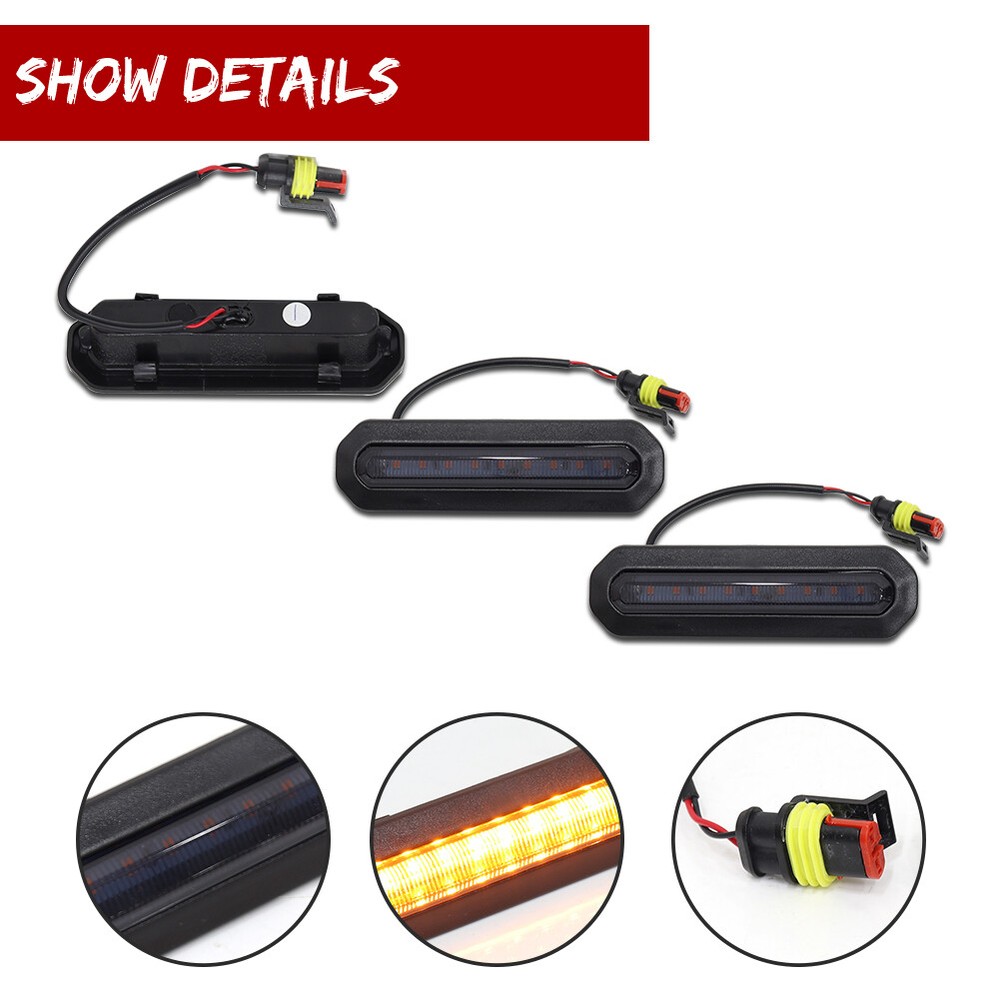 Smoked Amber LED Front Grille Grill Running Lights For Ford Bronco Raptor Style