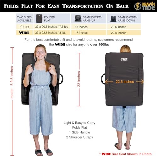 Stadium Seat with Back Support - Comfy Regular - Width 20.5 Inches 1 Black