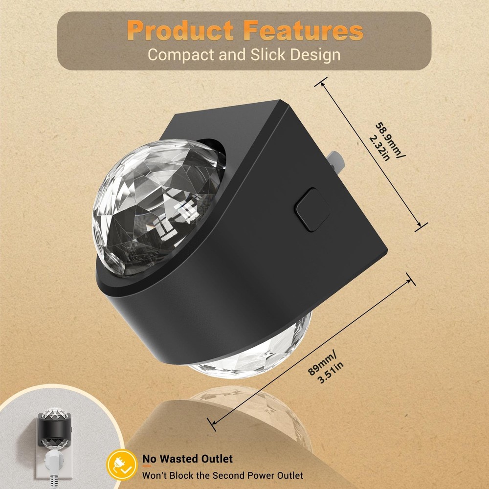 Night Lights Plug into Wall,2 Pack Star Projector RGB Night Light with 9 Colo...