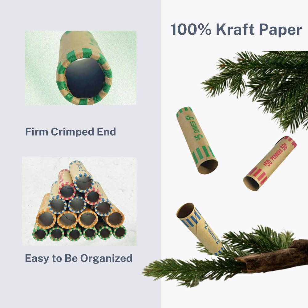 Coin Wrappers Assorted Paper Rolls 110PCS
