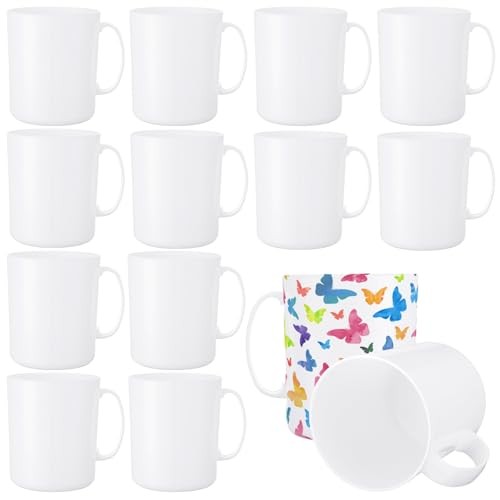 Pcs Plastic Mugs with Handle oz Unbreakable Plastic Coffee Mugs 12 White