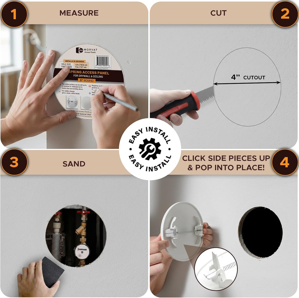 round Spring Access Panel 5X5 Inch for Ceiling & Drywall, Heavy-Duty Durable ABS