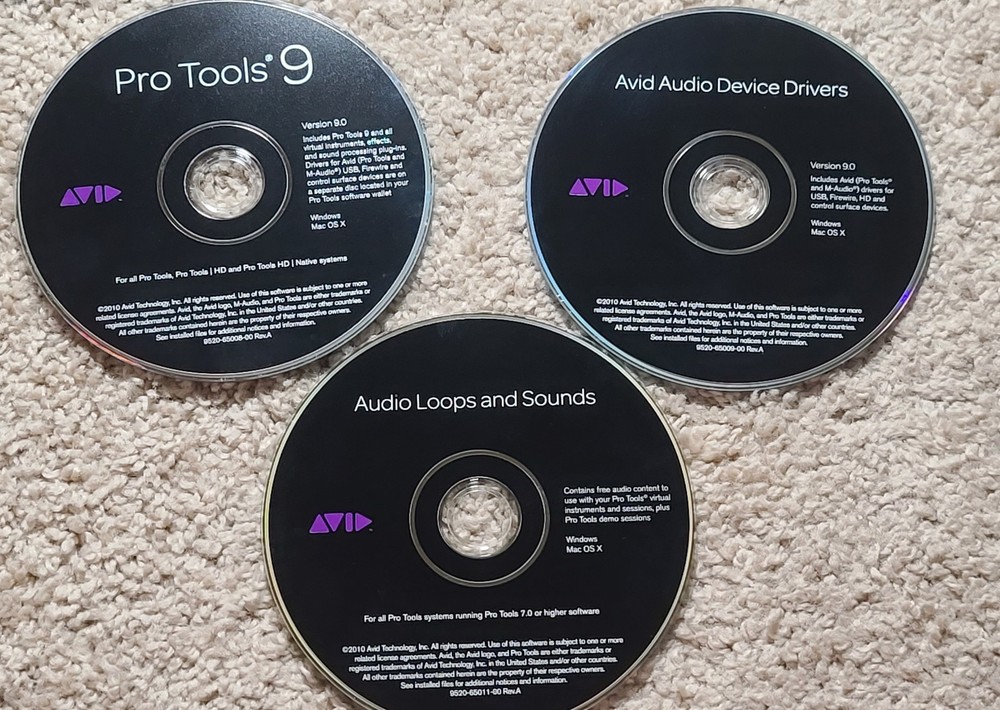 Avid Pro Tools 9 Softwares 3 Discs And Booklets - USED - READ DESCRIPTION!