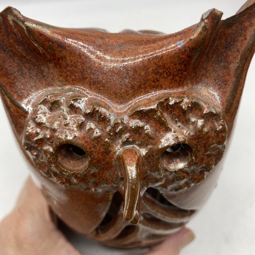 Art Pottery Owl Candle Holder