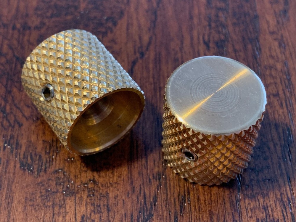SOLID Raw Brass / Telecaster Barrel / Knurled Guitar Knobs / Incl. Brass Inserts