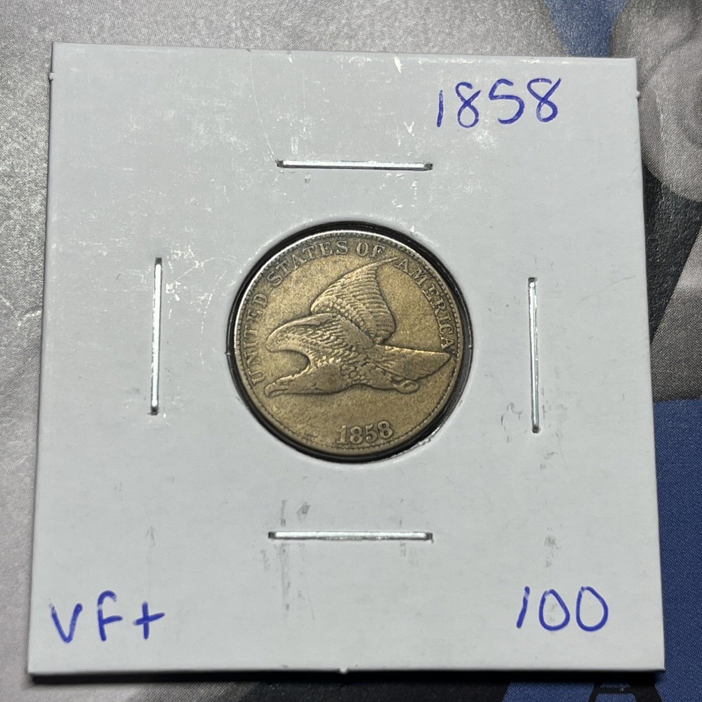 1858 Flying Eagle Cent Copper Type Coin VF+