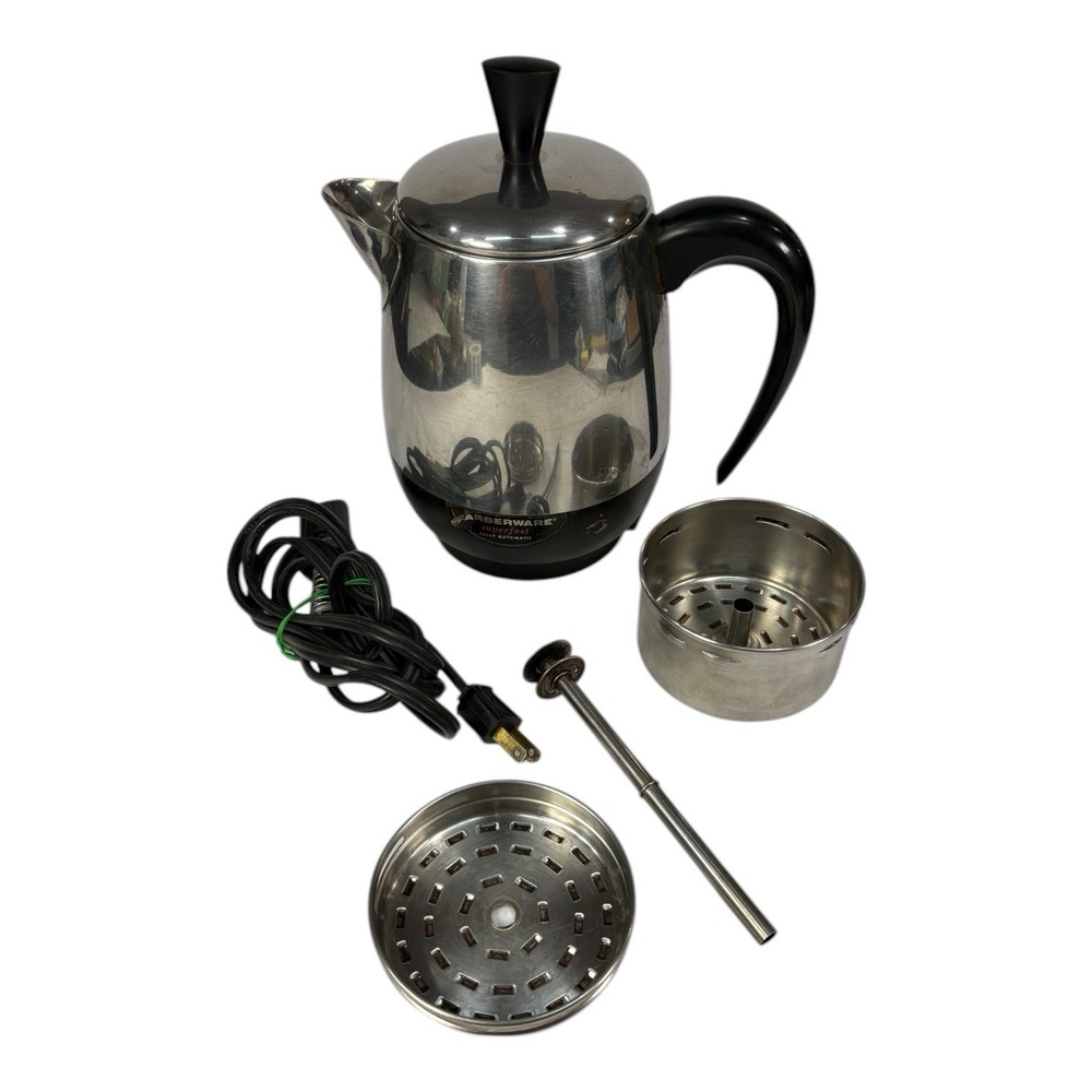 Vtg Farberware 134 PT Superfast Coffee Pot Percolator 2-4 Cup Complete Tested