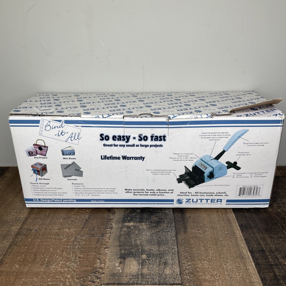 Zutter Bind It All Comb Binder Punch Blue Model 2648 New NIB