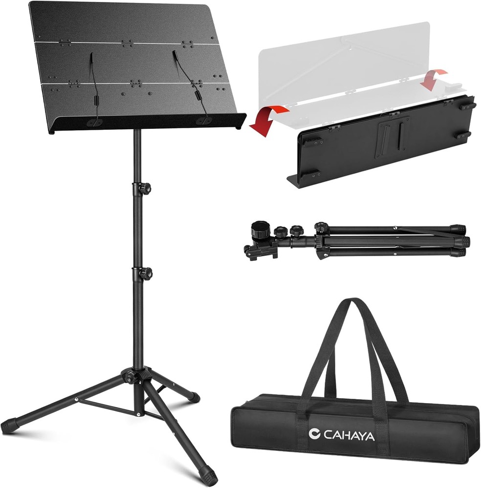 Foldable Sheet Music Stand with Tri-fold Panel Portable Music Stand with Carr