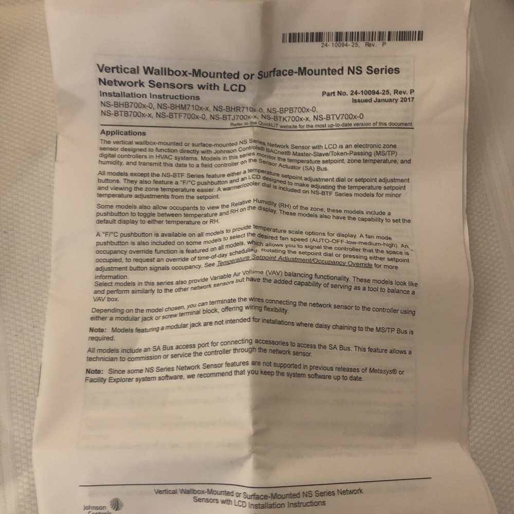 JOHNSON CONTROLS - NS-BTF7002-0