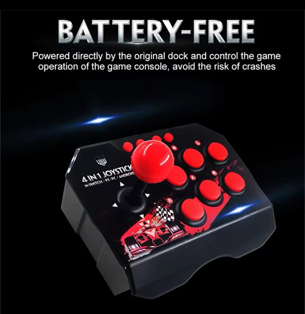 4 in 1 Retro Arcade Game Joystick Controller USB Wired for PS3/Switch/PC/Android