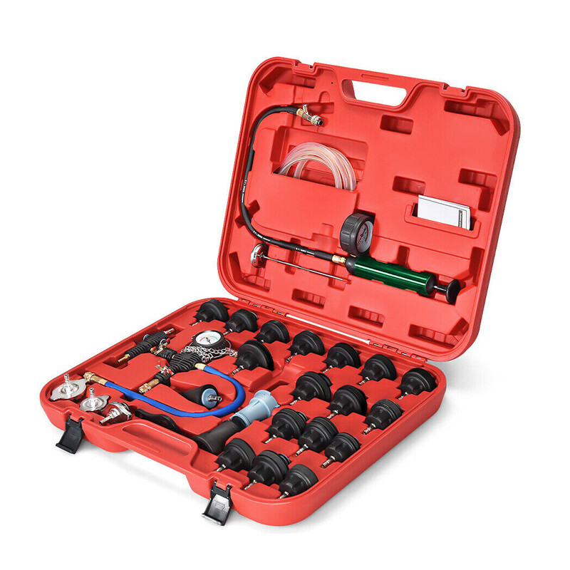 28PCS Universal Radiator Pressure Tester Vacuum Type Cooling System Refill Kit