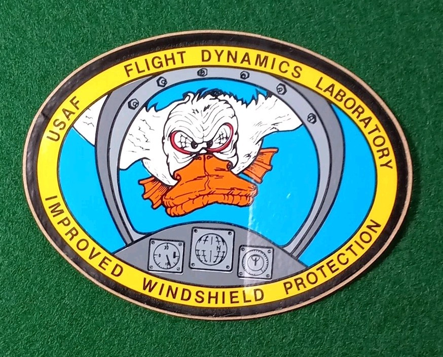 Vtg USAF Flight Dynamics Laboratory Improved Windshield Protection Sticker NOS
