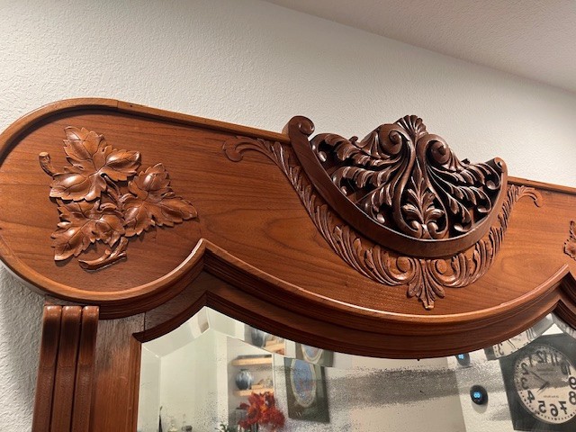Antique Walnut Sideboard with Grape Leaf Carvings