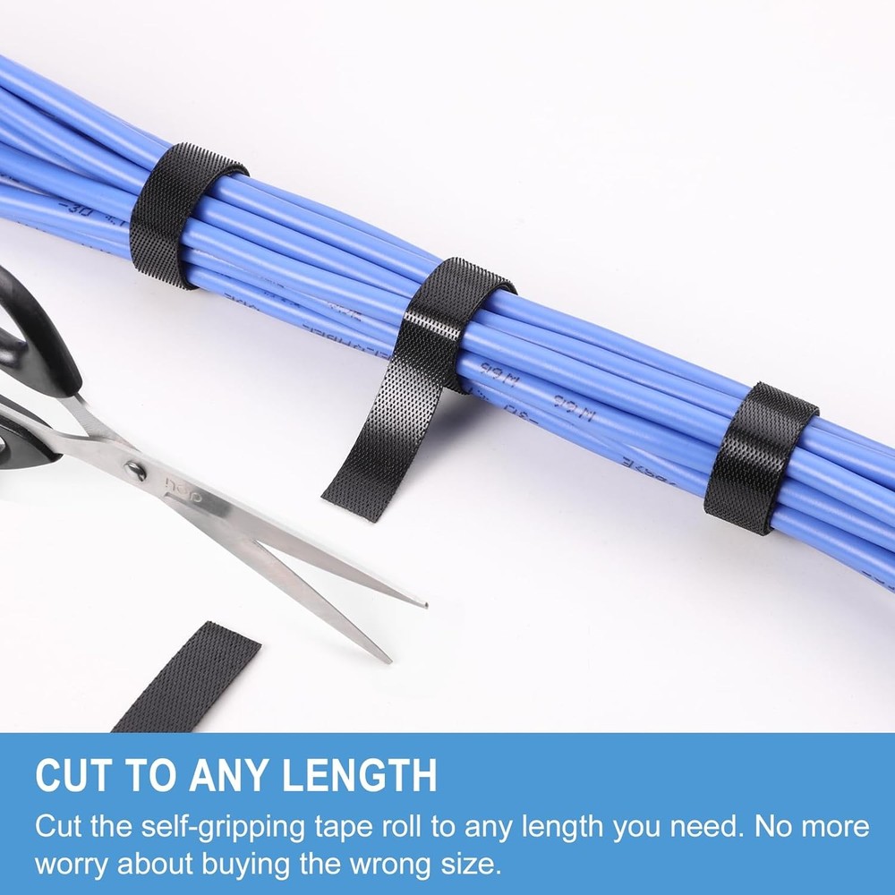 1"x30ft Hook and Loop Roll Double-Sided Reusable Fastener