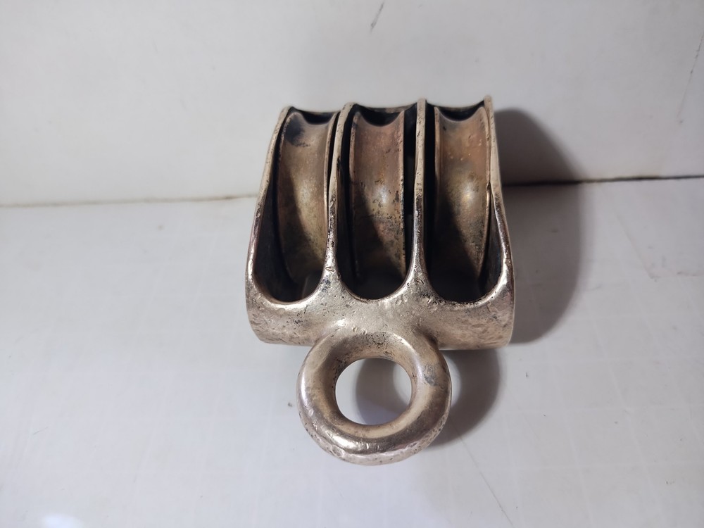 Antique Heavy Brass Nautical Rigging Pulley