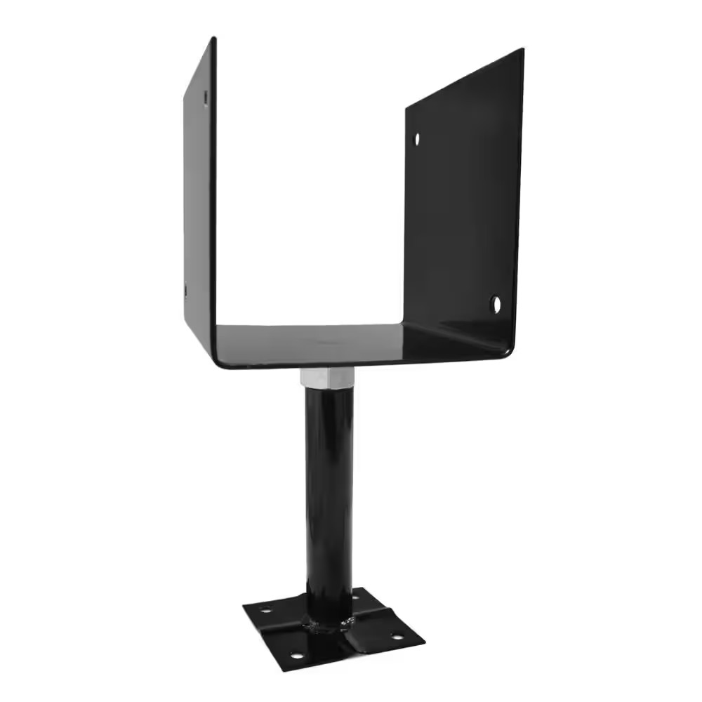 Deck Support Adjustable Post Base 6x6 Steel Rust Resistant Heavy Duty Black