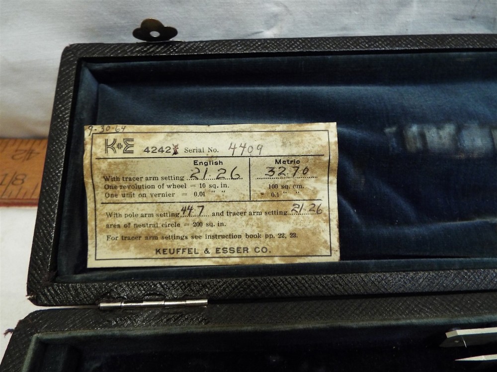 Vintage Keuffel &Esser K&E Polar Planimeter Box/Case Surveyor Drafting Tool 4409
