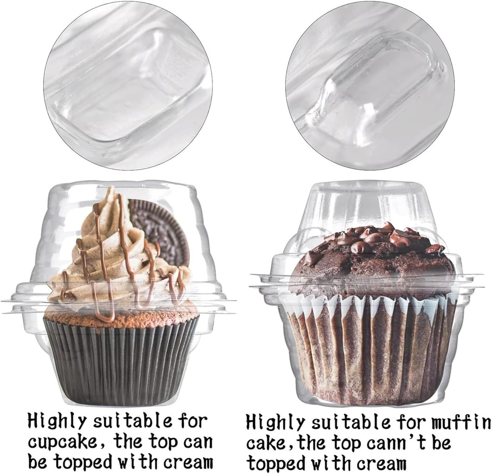 100 Pack Individual Cupcake Containers Plastic Cupcake Boxes Cupcake Holders Sta