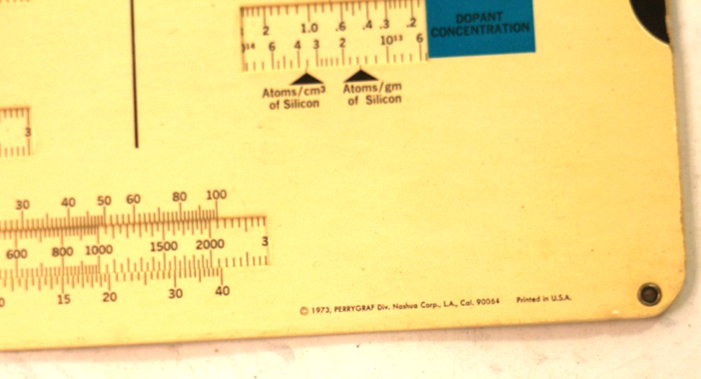 Dow Corning Silicon Slide Rule /Dopant Concentration/Properties of Elements 1973