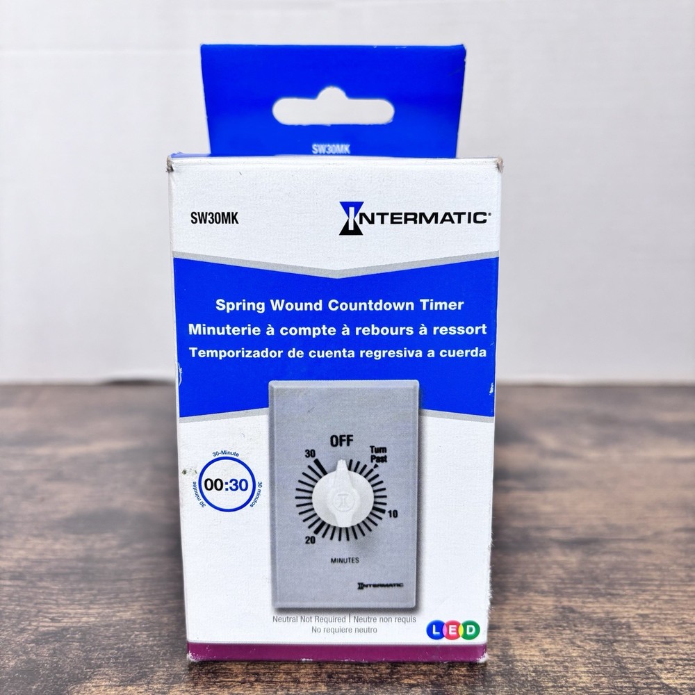 Intermatic SW30MK Spring Wound Countdown Timer 30 Minute Wall Switch Open Box